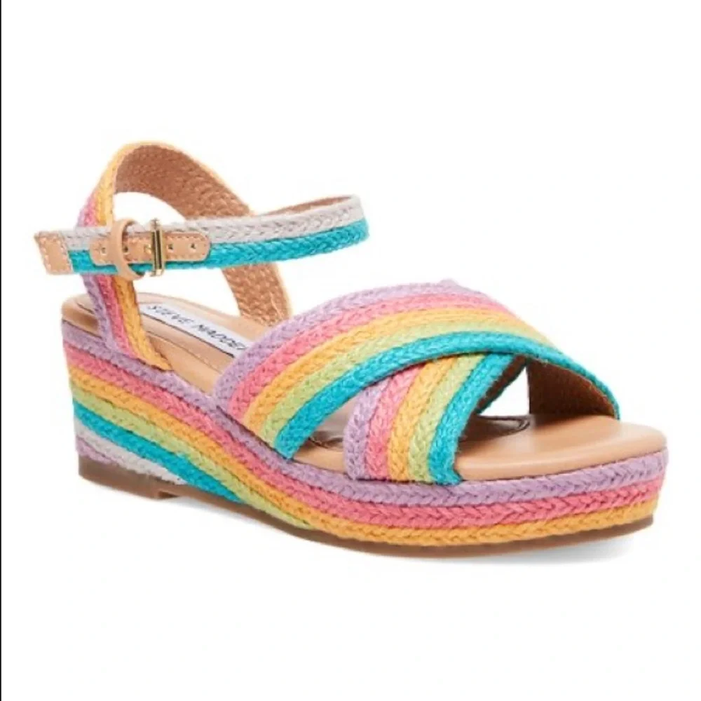Steve Madden Rainbow Wedges Sandals Espadrilles Youth Sz 4